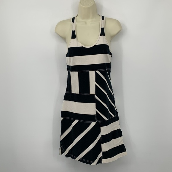Ralph Lauren Rugby racerback knit dress black white Preppy stripe stretch Small - Picture 1 of 5